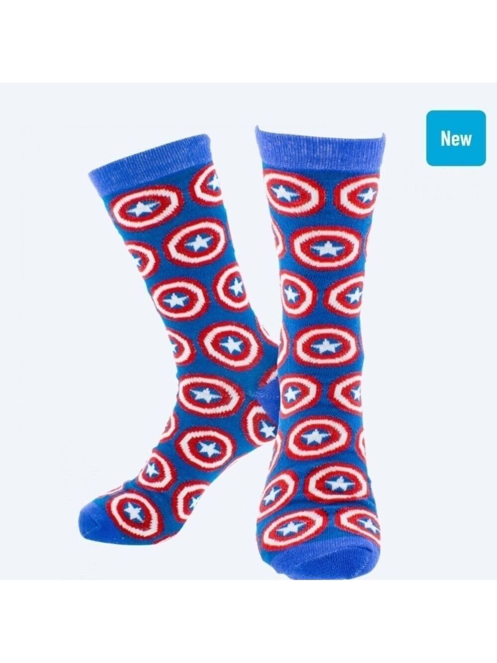 4/$25 Marvel Captain America Shield Pattern Socks New Graphic Novelty Socks